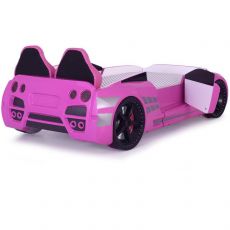 Дитяче ліжко машина GTR Pink 190х90 см з підсвіткою, музикою, шкіряний салон, пультом
